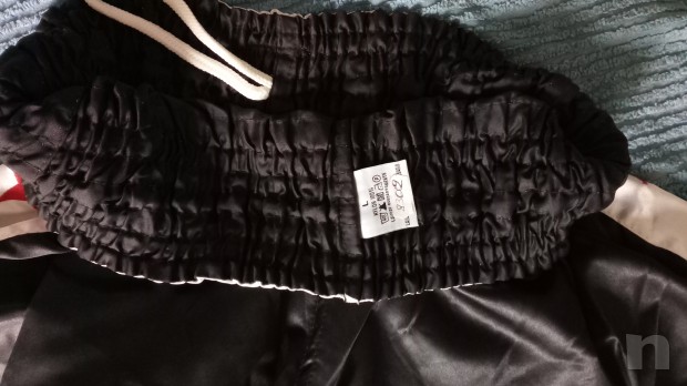 pantaloncini Thai Box, nero bianco stelle con scritta davanti foto-22175