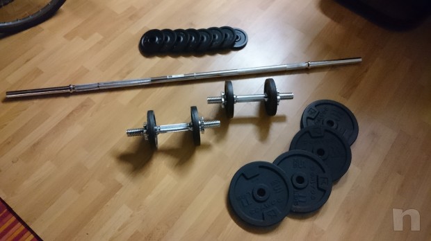 Panca bilanciere + bilanciere, manubri e pesi foto-26884