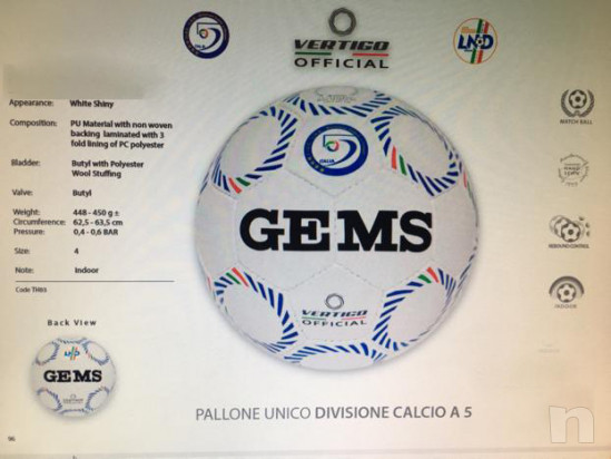 Pallone unico Futsal Divisione calcio a 5 Gems NUOVO foto-16435