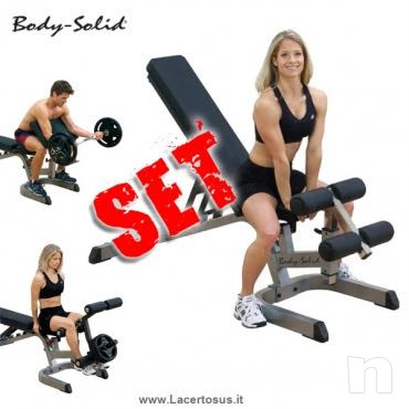 Panca multifunzioni bodysolid + pesi DKN graduati 45 kg +torretta di sostegno pesi bowflex foto-16978