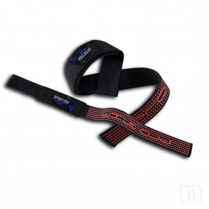 COPPIA POLSINI PESISTICA FASCE PER STACCHI PESI TRAZIONI PALESTRA foto-34041