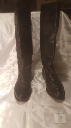 STIVALI vintage donna n° 40 pelle nera , interno nappa beige  foto-21887