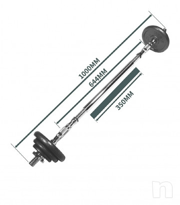 KIT MANUBRI REGOLABILI 20 KG CON PROLUNGA PESI COMPONIBILI PALESTRA FITNESS SET foto-45918