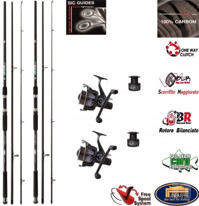 Canne da pesca carpfishing per carp fishing - mulinelli baitrunner con filo - lago carpodromo carpa foto-5290