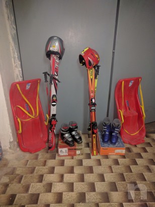 Sci 139cm,sci 120cm , 4 bacchette , 2 caschi foto-7200