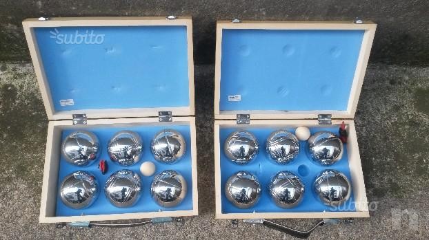  12 Bocce nuove in cassetta di legno foto-7606
